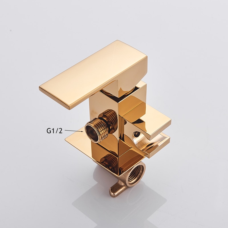 ULGKSD Bathroom Bidet Square Hand Shower Head Chrome Finish Solid Brass Cold Water Valve Tap Crane 360 Degree Switch