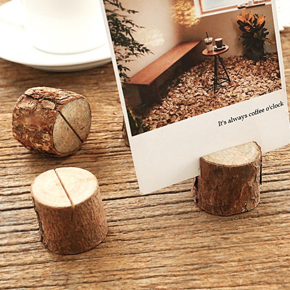 20 paires En Bois Naturel D'écorce Porte-Mémo Parti Décoratif Bois Pile Nom Porte-Cartes Menu D'anniversaire De Mariage Décor