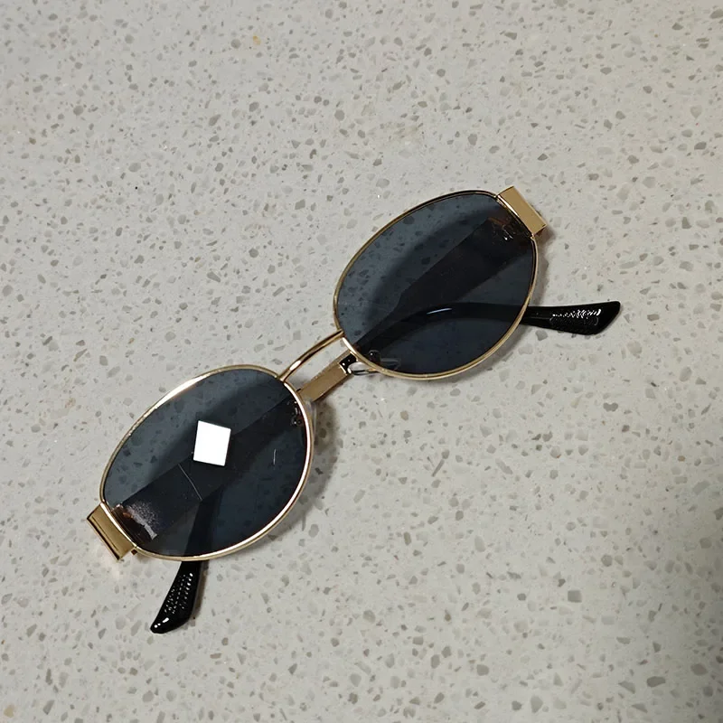 Gafas de sol ovaladas de para mujer 2024, gafas de sol con montura metálica de de de lujo, gafas de sol redondas clásicas Vintage para mujer, Unisex