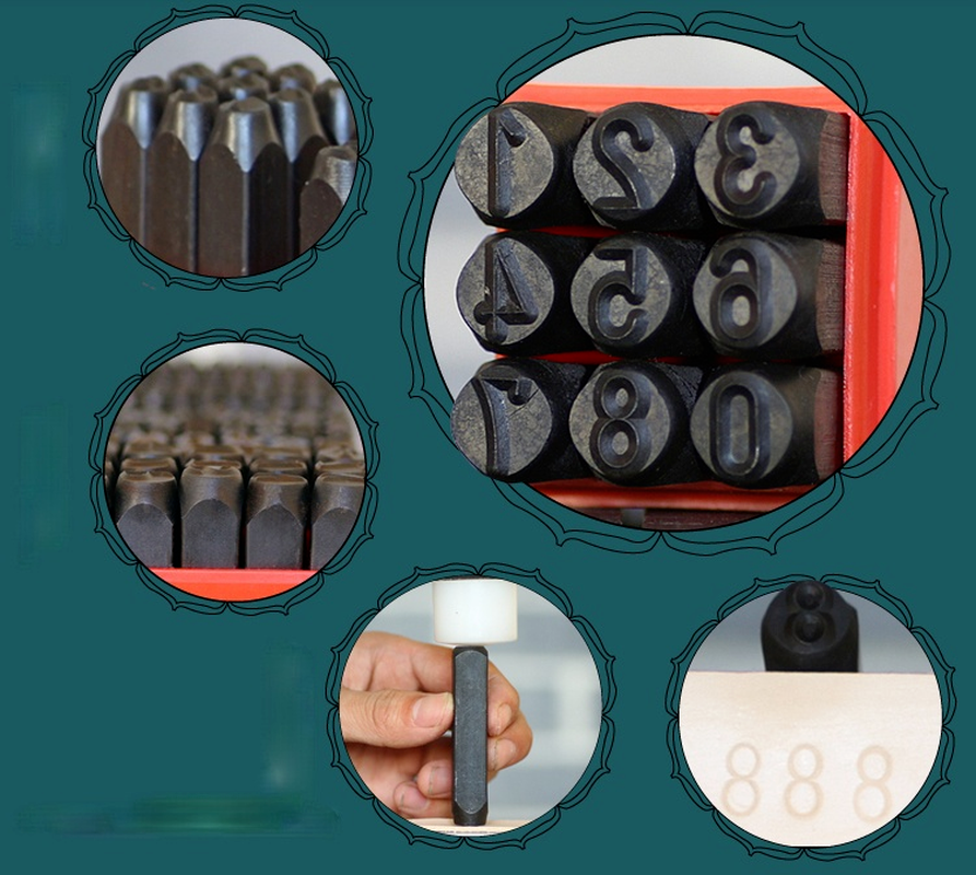Numer alfabet literowy zestaw do tłoczenia metalu przebijanie skóry biżuteria złoto srebro Logo DIY znaczki Craft dziurkacz ze stali 2mm-10mm