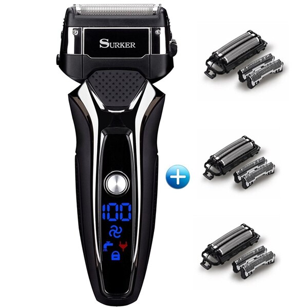 Pro Mannelijke Elektrisch Scheerapparaat Baard Folie Scheerapparaat Voor Mannen Oplaadbare Facial Scheren Machine Body Reiniging Scheerapparaat Hoofd Usb: add 3 set blade