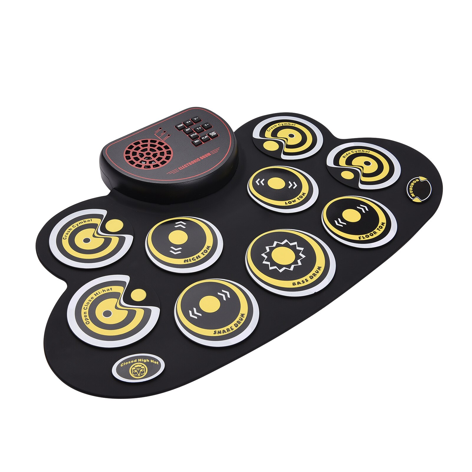 Portable Electronic Drum Pad Silicon Digital Drum 9 Demo Songs 10 Rhythms Record 3.5mm Microphone Input Speaker