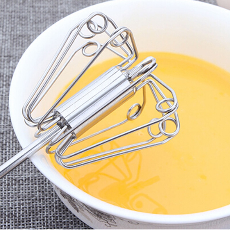 Batidor de huevos metálico a presión de la mano, batidor de espuma rotativo semi automático, herramientas de cocina 895599