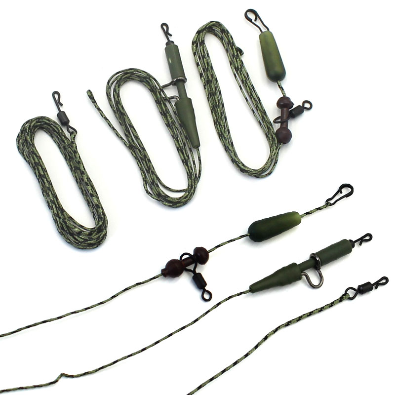 100cm leadcore karpe fiskeline håndlavet klar bundet krog links hår rig gruppe flettet line bly klip karpe fiskegrej kit