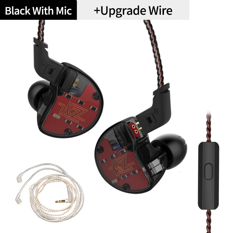 Kz ZS10 Hoofdtelefoon 4BA + 1DD Dynamische Armature Oordopjes Hifi Bass Headset Noise Cancelling In Ear Monitors Hybrid Oortelefoon: black mic cable