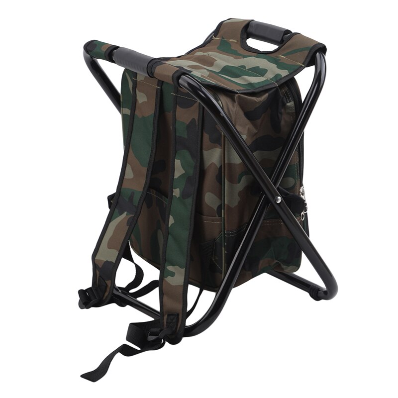 Udendørs foldestol camping fiskestol skammel bærbar rygsæk køligere isoleret picnic værktøj taske vandretur sæde bordtaske: Camouflage