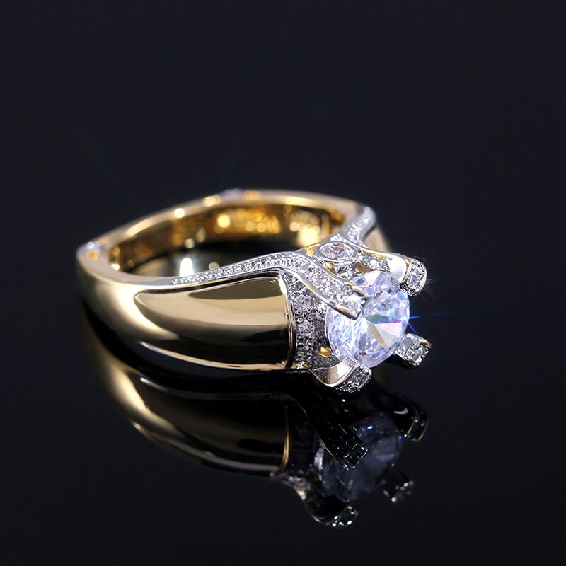 Huitan Claddagh Gouden Kleur Punk Stijlvolle Vrouwen Ringen Met Aaa Crystal Steen Griffenzetting Prachtige Femme Sieraden Ring: 10