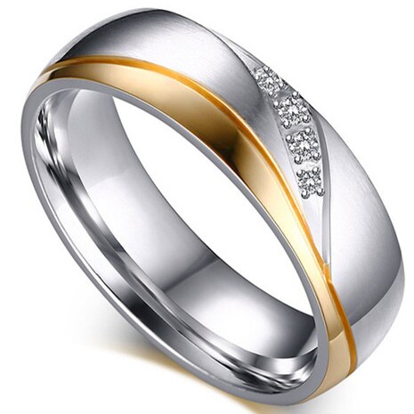 Bague en titane et argent 925, 316L, en acier inoxydable, pour hommes et femmes, bague de fiançailles, taille 17 18 19 20 21mm,: 6 / JR2608W