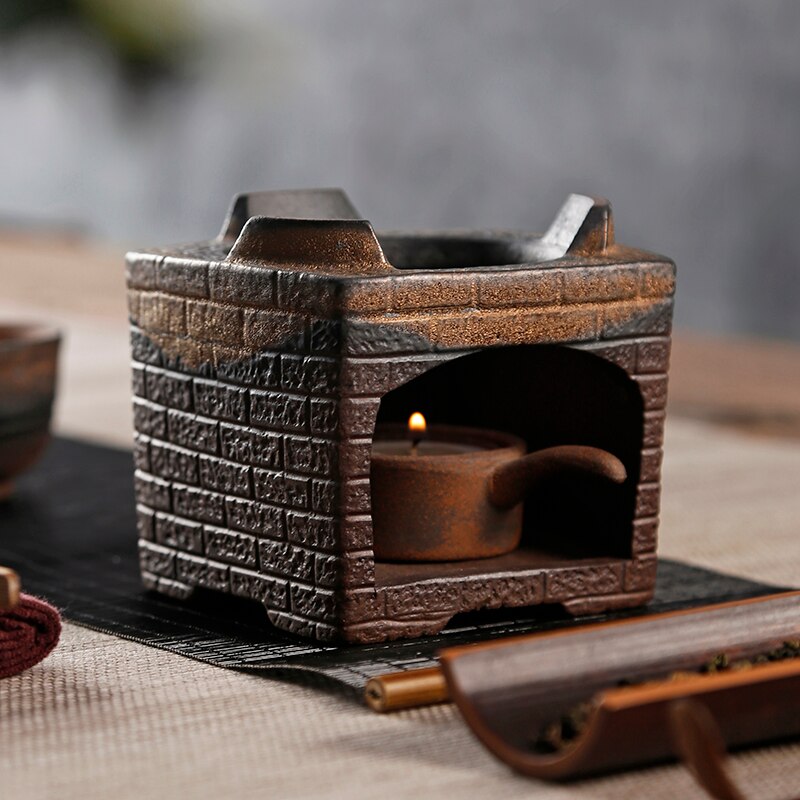 Japońnarty czarny Zen gruba ceramika czajniczek cieplej podstawa klasyczny ceramiczny świecznik kawy podgrzewacz robić mleka akcesoria robić ceremonii parzenia herbaty