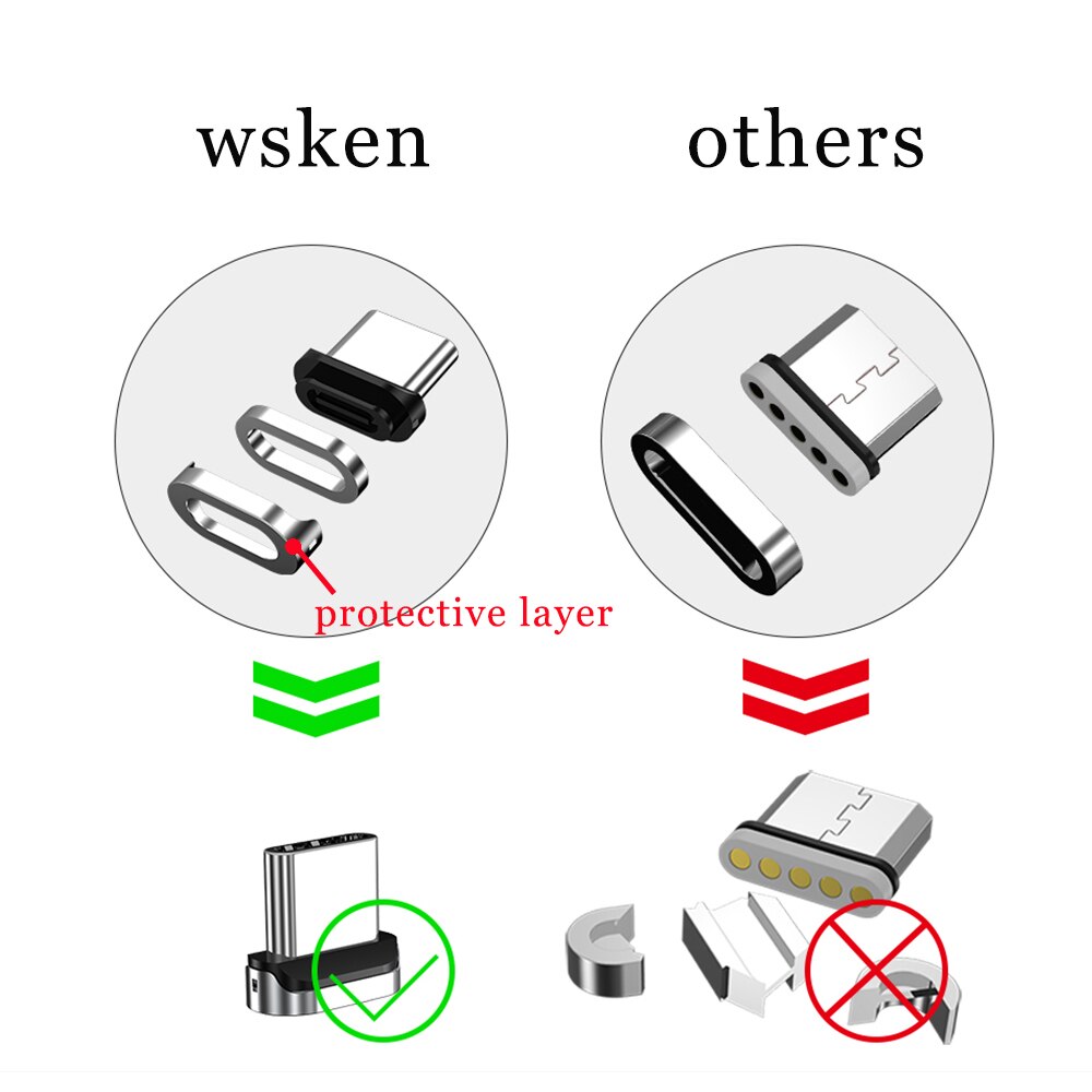 WSKEN X2 kabel magnetyczny mikro rodzaj usb C 3A szybkie ładowanie dla iPhone XS XR kabel robić ładowarki rodzaj-c USB-C robić Samsung S9 S8 adapter