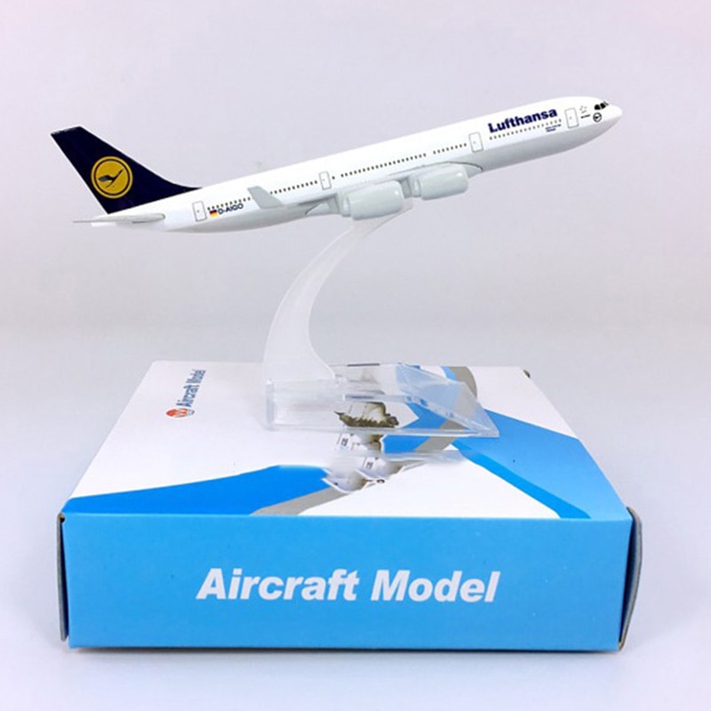 16CM German Lufthansa 340 aircraft 1:400 Air airbus A340 model landing gear W base alloy airplane collectible display Plane toy