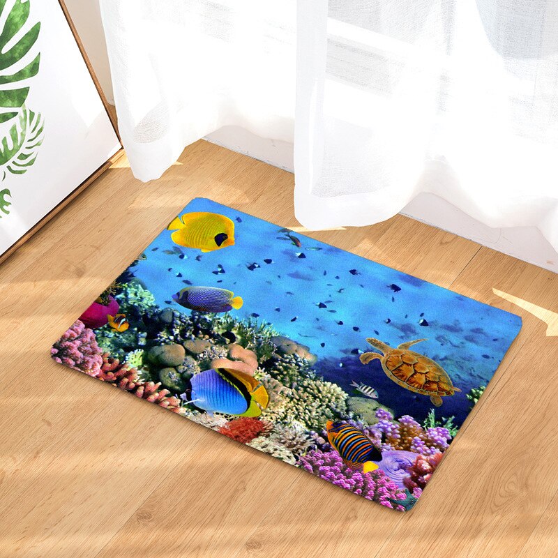 45*75CM Mediterranean Ocean Beach Style Bathroom Carpet Bath Mat Set 3D Printed Bathroom Floor Carpet Toilet Rugs WC Doormat: Burgundy / 500MMx800MM