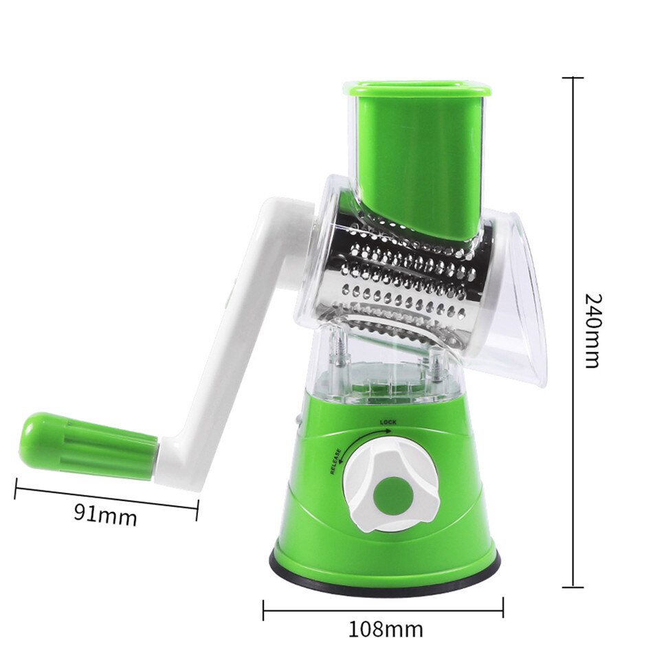 TTLIFE 3 Stainless Steel Blades Vegetable Cutter Apple Slicer Potato Carrot Onion Chopper Grater Durable Slicer Kitchen Gadget: QC-Green