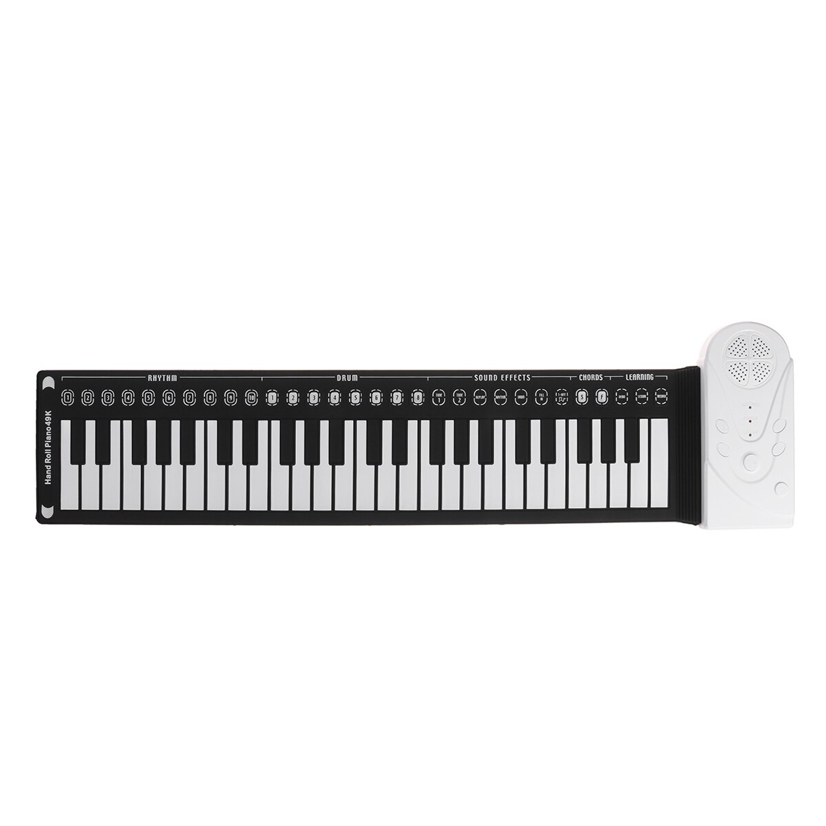 Portable 49-Key Roll Up Piano Flexible Silicone Digital Keyboard Piano USB Electronic Keyboard Piano With Speaker Music Keyboard: White
