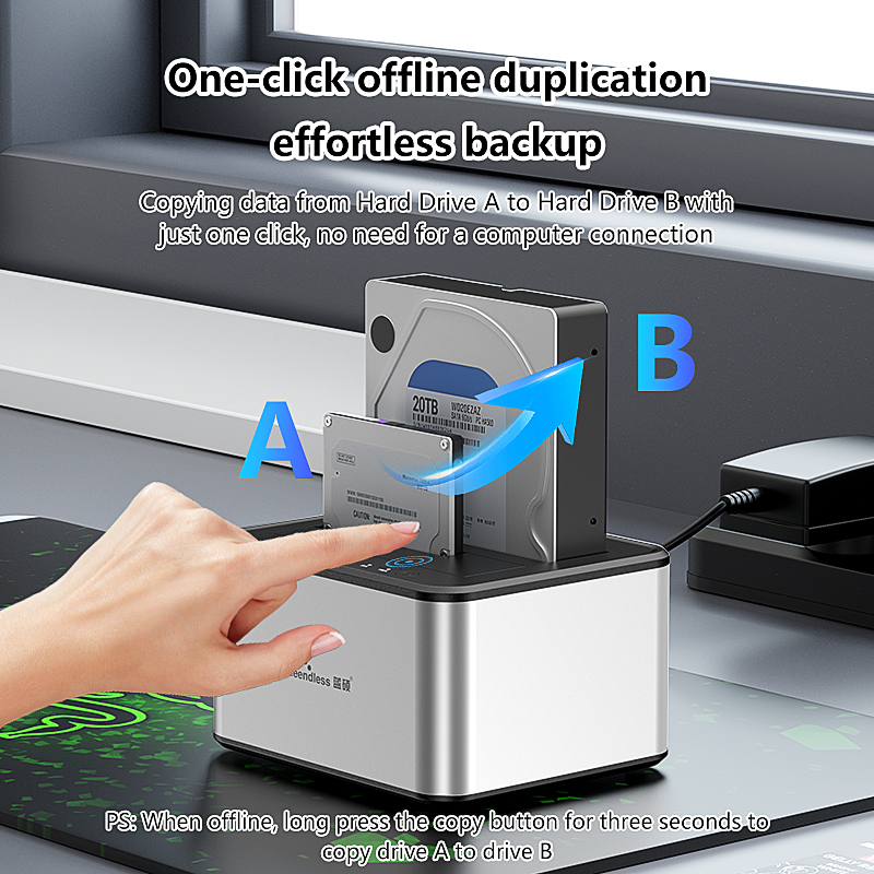 Blueendless dual Bay HDD Box Docking Station SSD case offline clone SATA to USB 3.0 Adapter duplicator for 2.5 3.5 SSD/HDD Disk