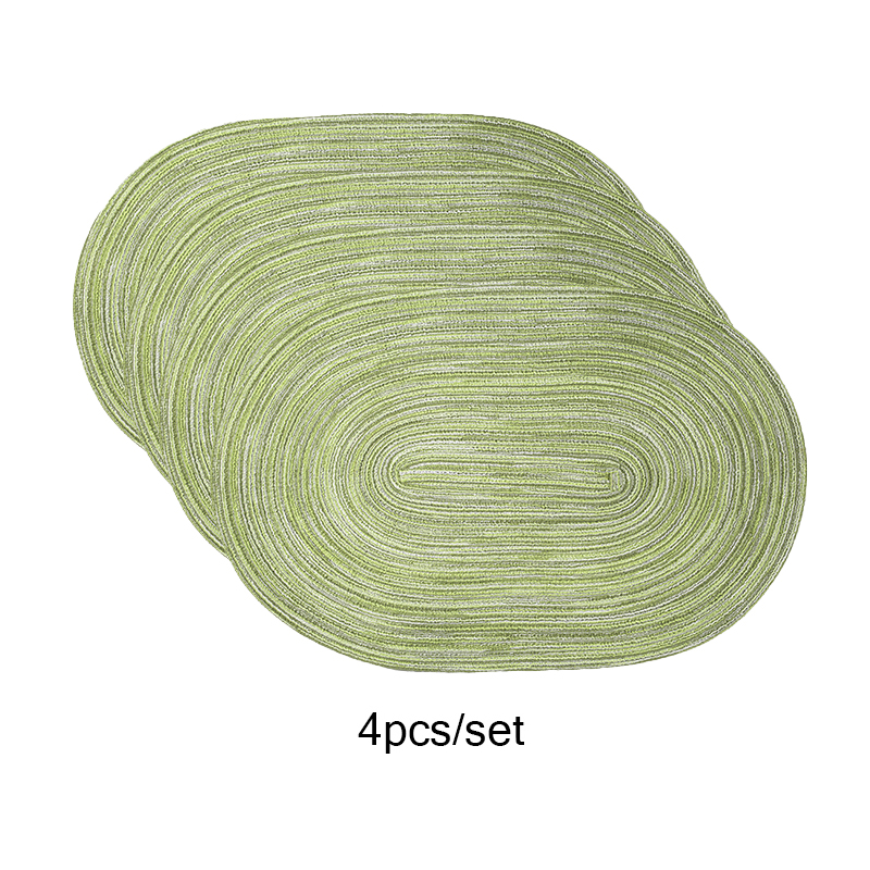 4PCS/set Oval Rop Cotton Braided Table Place Mats Braided Coaster Placemas Non-Slip Table Mats for Dining Kitchen Table Washable: MULTI