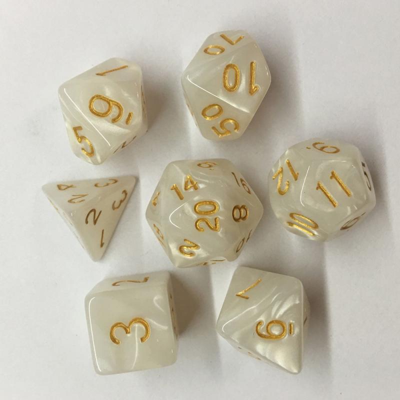 7 teile/satz Spiel Multi Seiten Würfel Spiel Spielen Mischfarbe Polyhedral Würfel TRPG Gamer Würfel Set Brettspiel unterhaltung Würfel: white