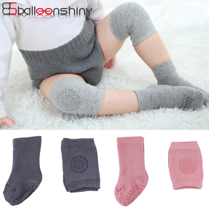 BalleenShiny Cotton Newborn Baby Crawling Protector Knee Pad Leg Warmers+Socks Set Toddler Safety Elbow Cushion Anti-slip Socks