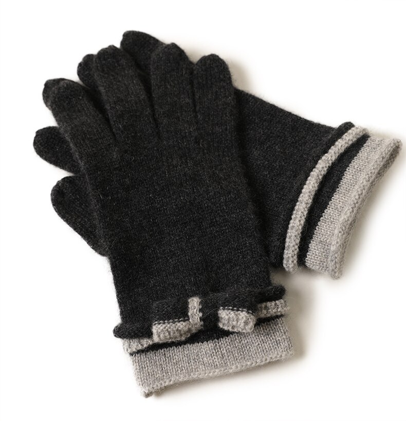 Farver vinter varme strikede handsker hånd handsker skærm touch handsker: Sort