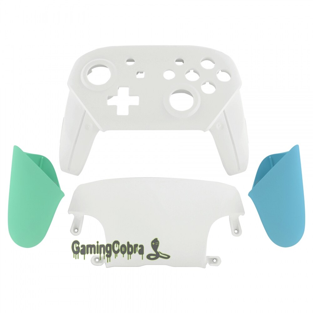 EXtremeRate Frontplatte Backplate Gehäuse Shell Cover mit Griffe Ersatz für Nintendo Schalter Pro Controller: White Green Blue