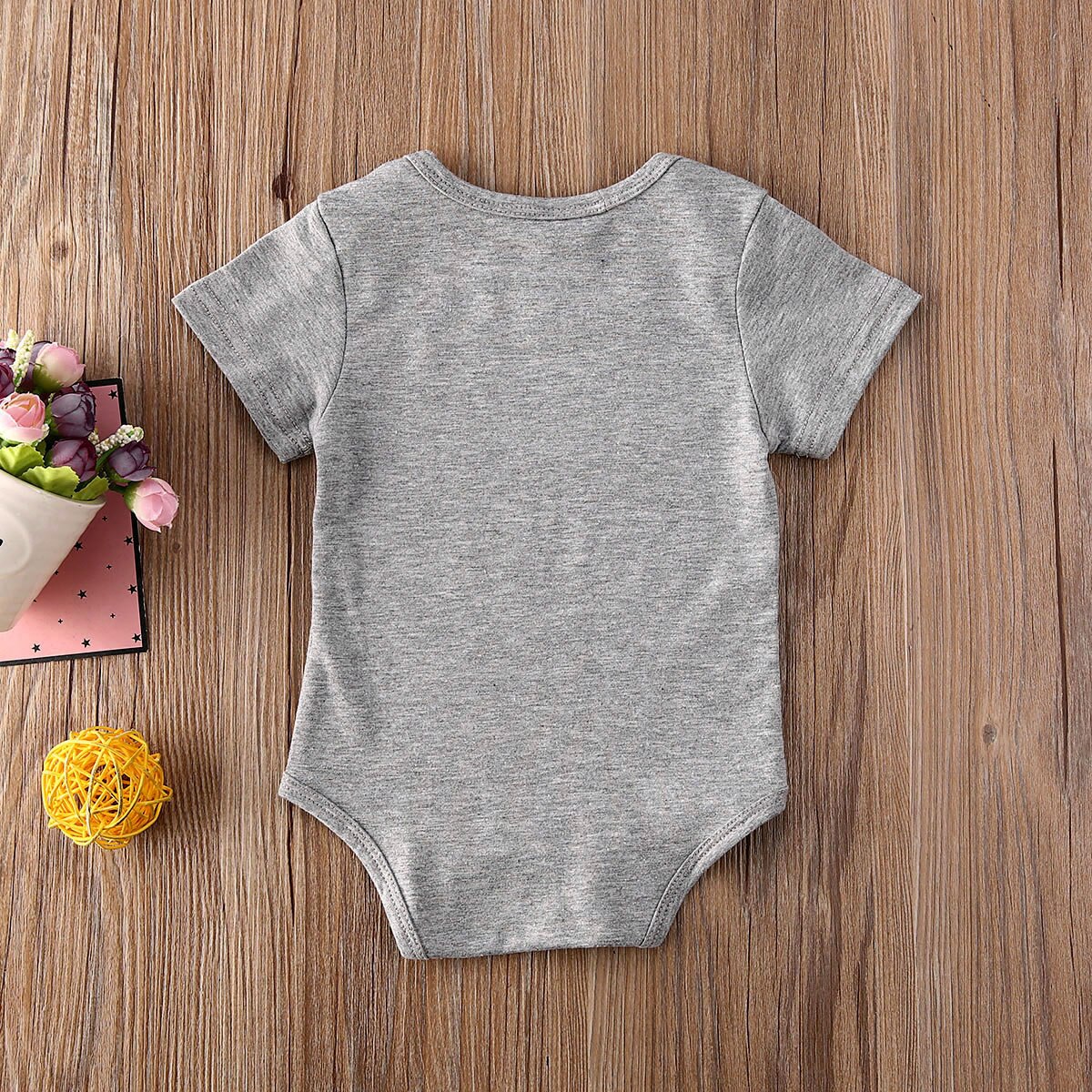 Summer 0-18M Newborn Baby Boys Girls LOVE MY GRANDMA Letter Print Short Sleeve Bodysuit Gray Infant Toddler Outfits