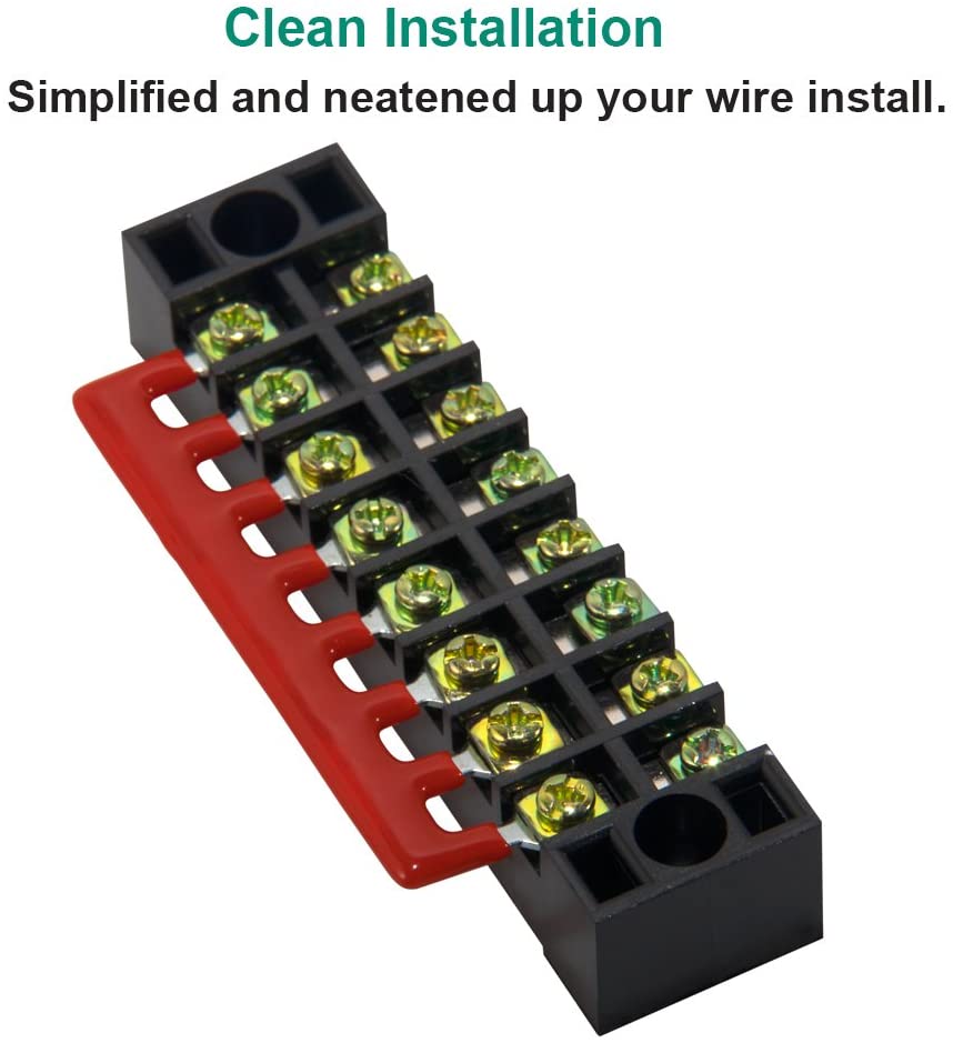 (6 Sets) 8 Positions Dual Row 600V 15A Screw Terminal Strip Blocks with Cover + 400V 15A 8 Positions Pre-Insulated Terminals
