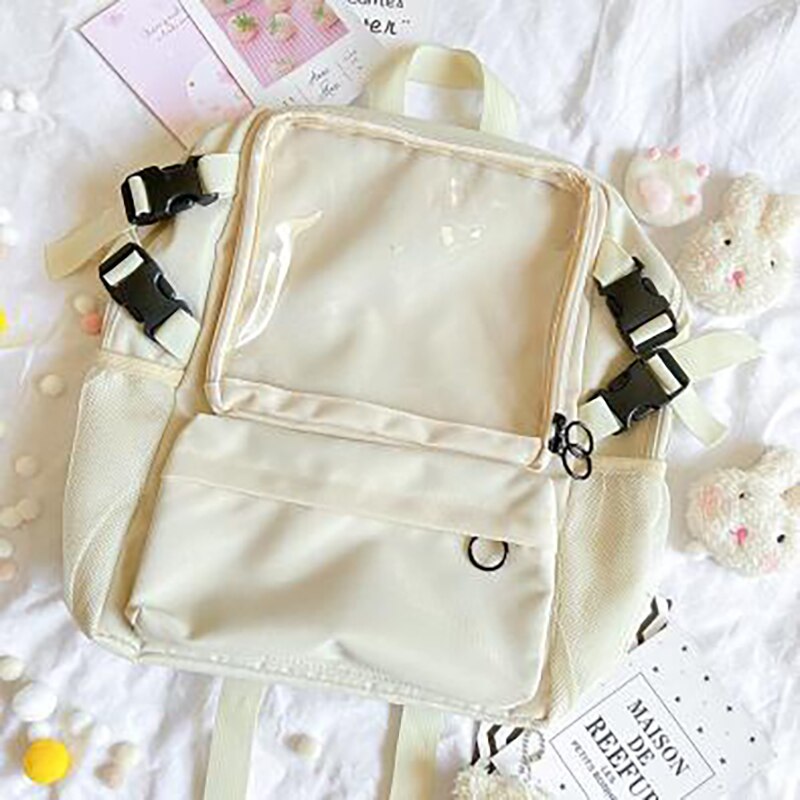 Kawaii Lolita Tas Ita Bag Clear Rugzak Voor Tienermeisjes Schooltas Dames Transparante Rugzak Tas Rood Canvas Itabag H207