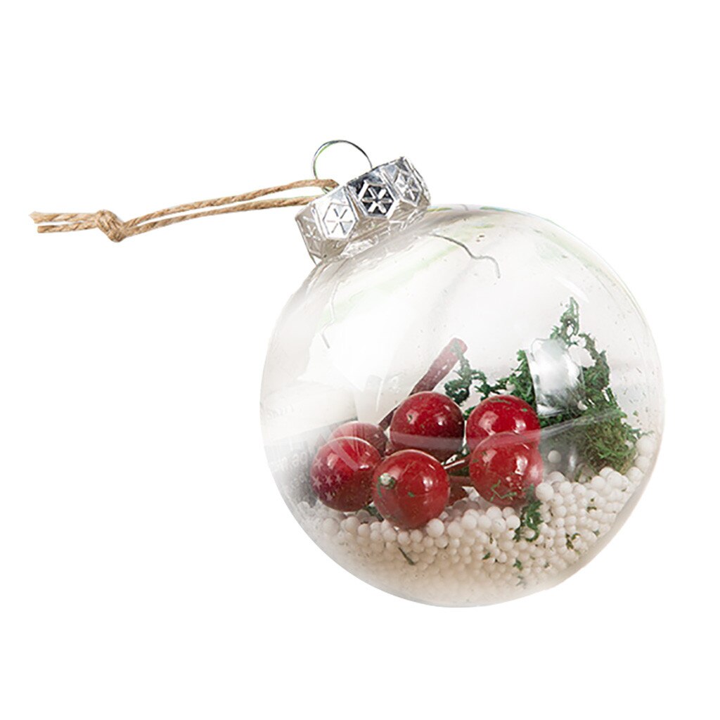 Christmas Tress Decorations DIY Hollow Ball Transparent Open Plastic Clear Bauble Ornament Xmas Box Decoration: J