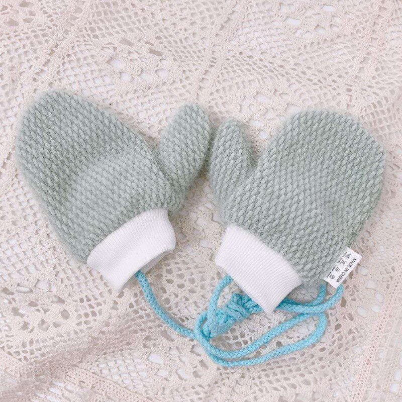 Kinderen Dikker Handschoenen Jongens Meisjes Winter Warm Spliced Effen Kleur Eenvoudige Accessoires Outdoor Skiën Rijden Hals Opknoping Handschoenen: Dark Green