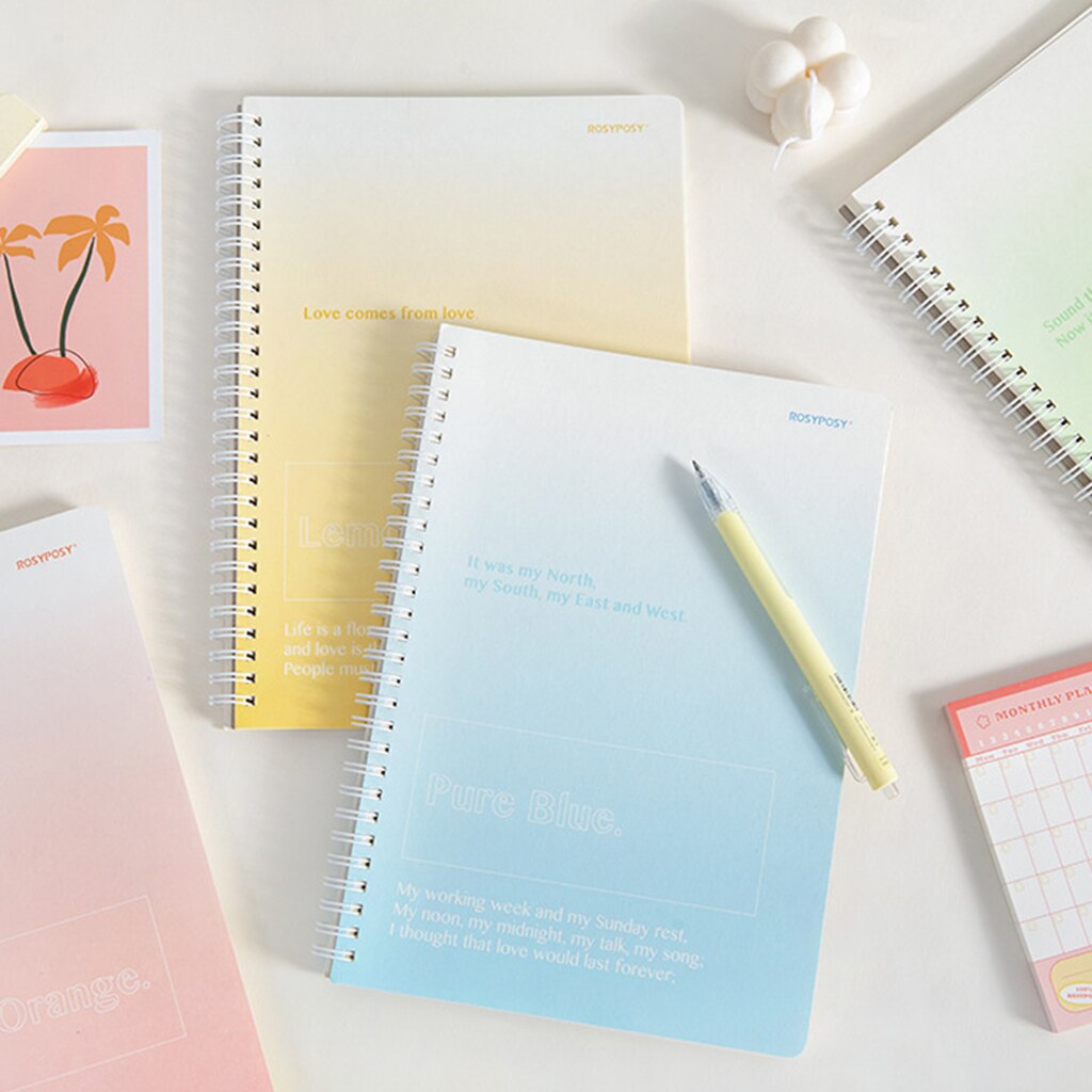 Spirally Coil Notebooks Wide Ruled Paper 60 Sheets Color Note Books Lined Paper Home School Supplies for College Student