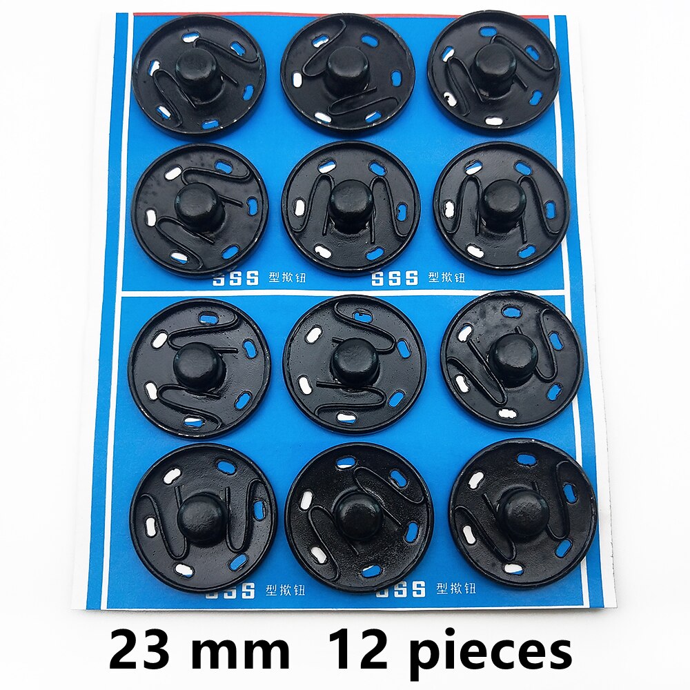 Black Round Snap Buttons Metal Press Button Fasteners Plating Stud Iron DIY Garment Bag Sewing Accessories: FR519