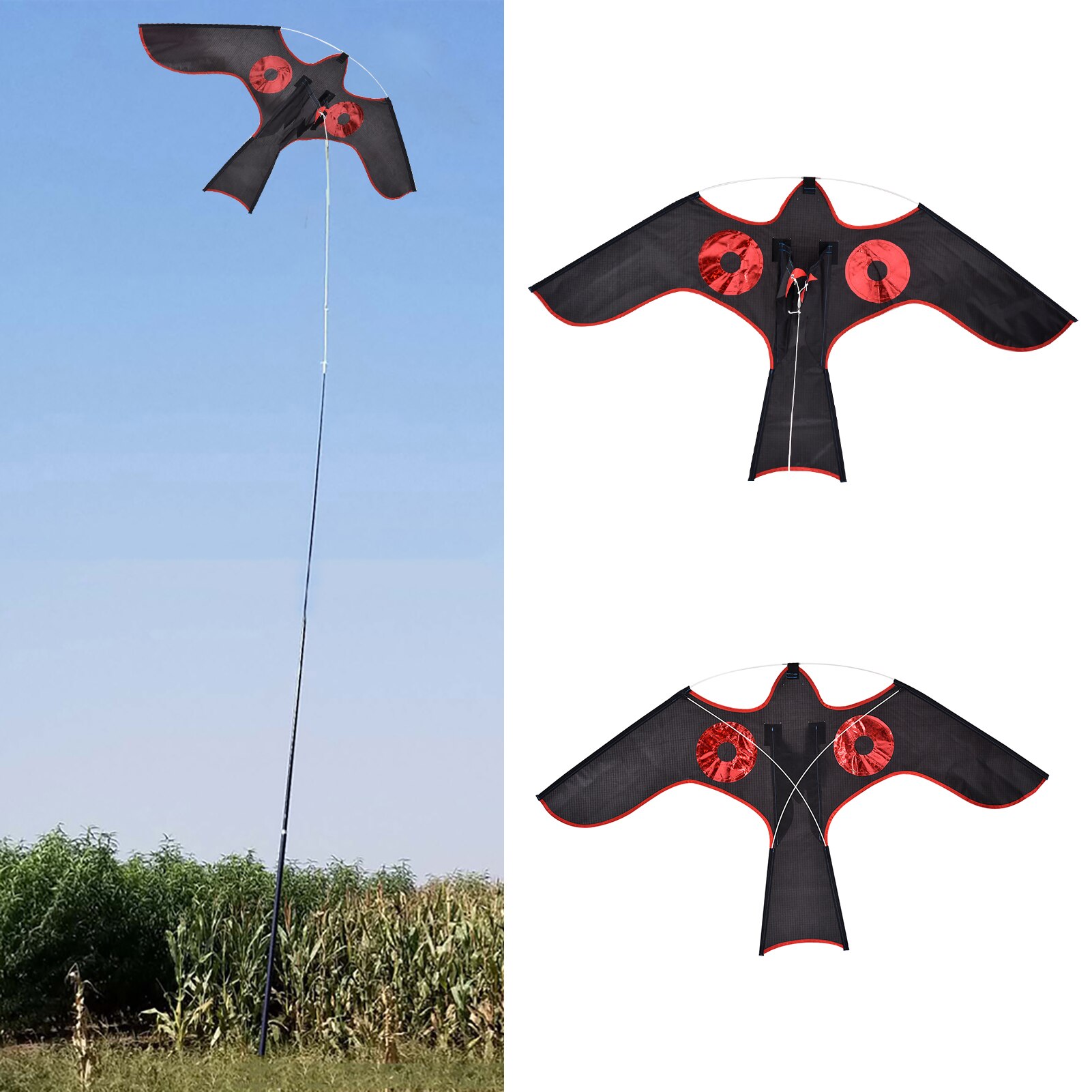 Repelente de aves, cometa de espantapájaros, cometa voladora de emulación, cometa de pájaro para granja de jardín
