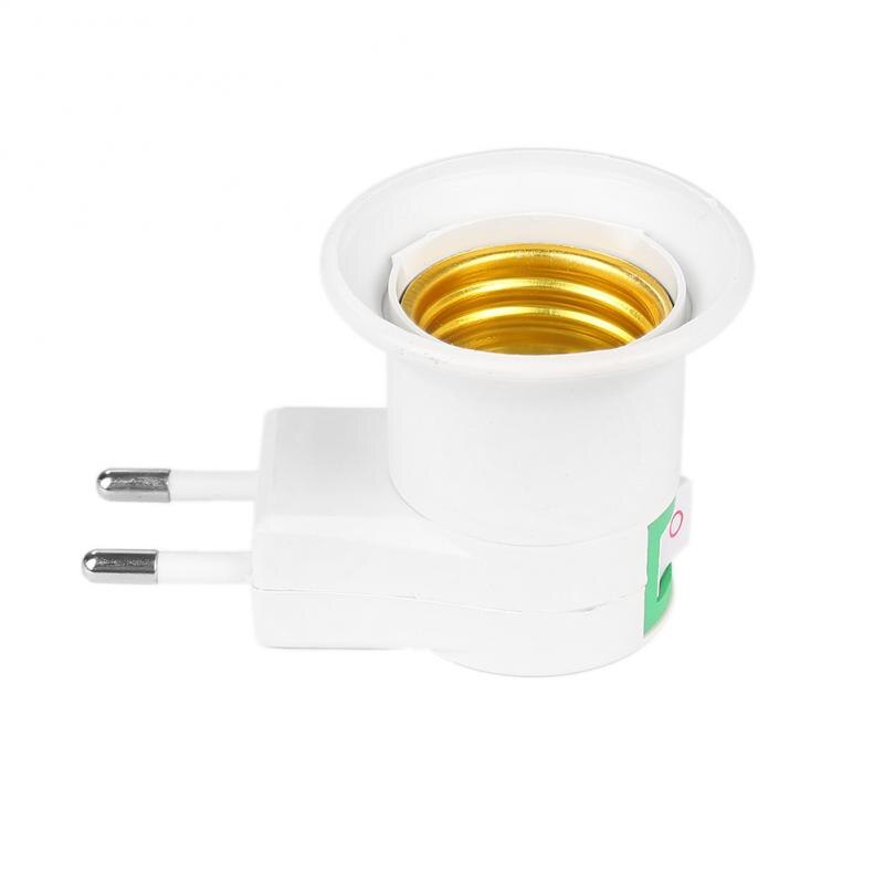 1pc E27 LED Light Socket PBT PP E27 EU To US Plug Adapter White Base LED Lamp Base With Switch Adapter Converter Socket: 03 with switch