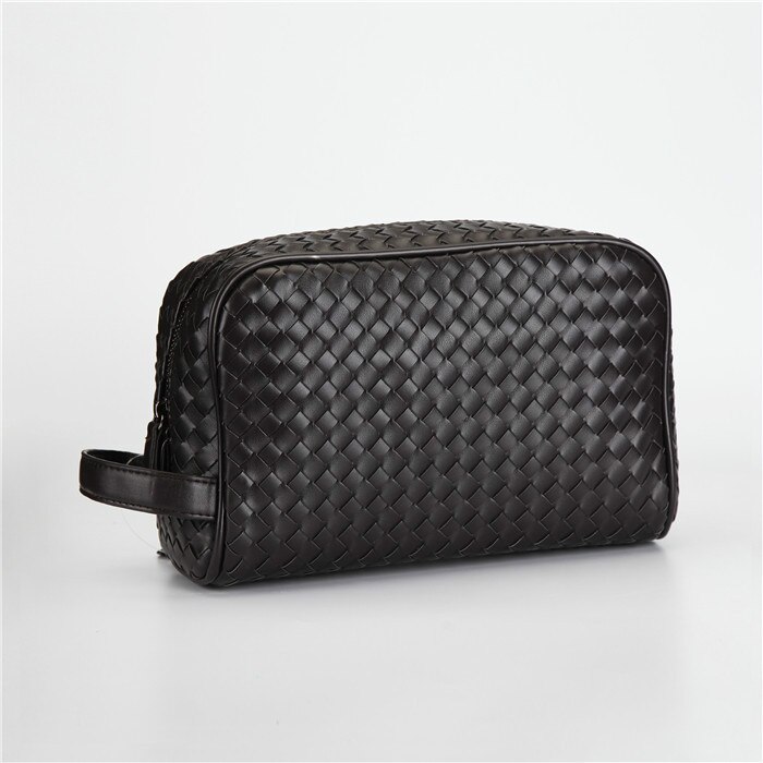 Luxe Woven Man Tas Prachtige Dag Clutch Mannelijke Handvat Tas Premium Faux Lederen Mannen Clutch Handtas: Coffee