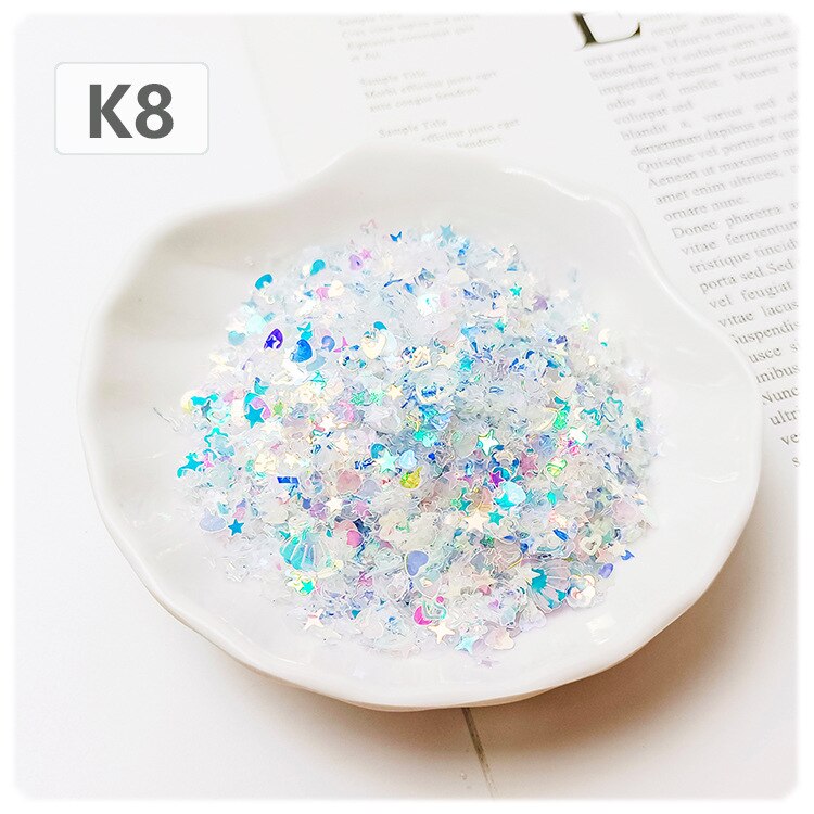 20g 3mm-8mm Sequins PVC Flat Five-pointed Star Heart Shell Mixed Loose Sequin Paillettes Sewing Craft DIY Scrapbooking: K8