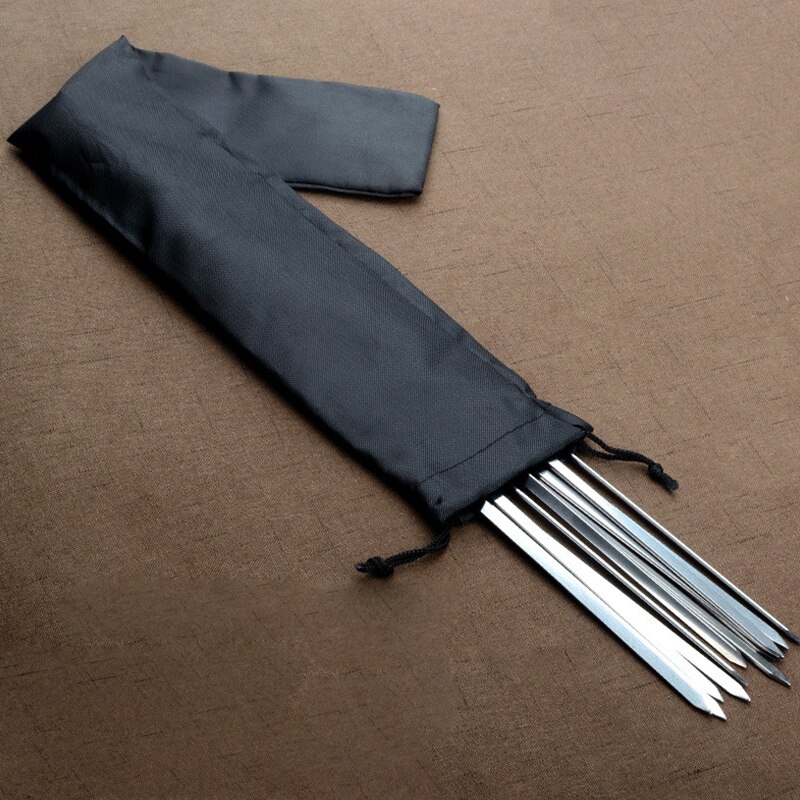 Bbq Spies Rvs Shish Kebab Bbq Vork Set 41Cm 16.15Inch Lange Platte Barbecue Naald Vlees Grill Outdoor gereedschap 6-12 Stuks