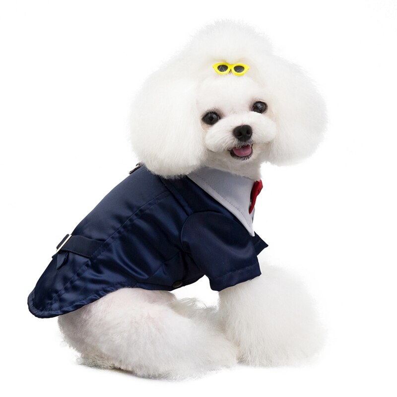 Pet Dog Vest Suit Male Dog Clothing Tuxedo Wedding Pet Dress Gentleman Costume Marriage Dog Apparel Coat Jacket: Blue / L