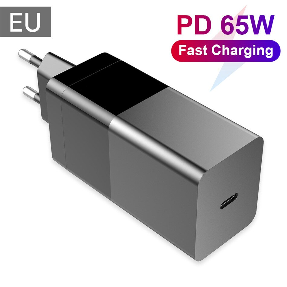 UTBVO 65W One-Port GaN USB-C Wall Charger for Laptops, Tablets and Phones with Power - Black (non-PPS)