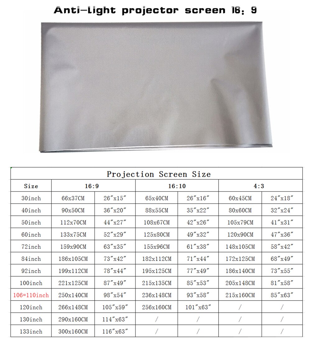 VEIDADZ Projector-Screen 4:3 100 84 72 60 30inch 3D 1080P HD Foldable Portable Projection Movies Screen Theater Outdoor Indoor