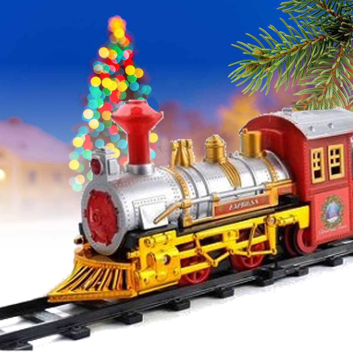 Lights & Sounds Classic Christmas Train Christmas Festival Child Decor Ornament