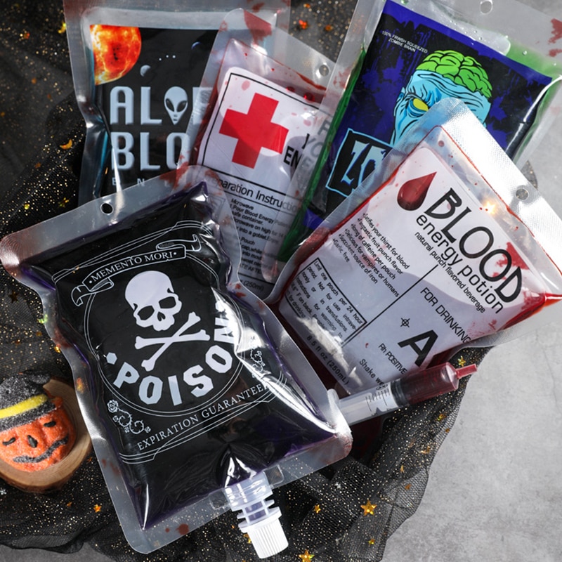 1pc beverage bag Halloween plasma bag beverage juice packaging bag 25ml wine bag bar decoration props prank toy