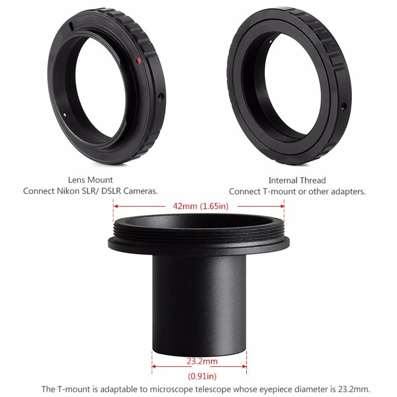 Gtbl t-ring til nikon slr kamera / digital slr kamera adapter  + 0.91 tommer 23.2 mm mikroskop adapter