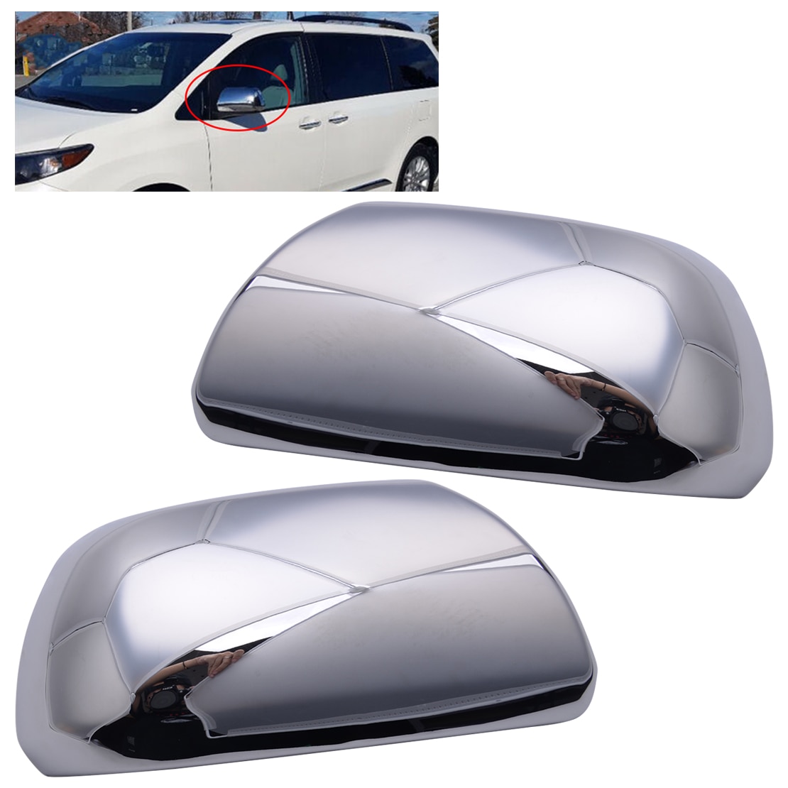 2 Stuks Car Side Deur Wing Achteruitkijkspiegel Trim Cover Cap Behuizing Fit Voor Toyota Highlander Sienna