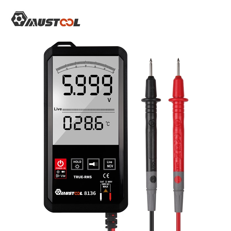 Mustool 8136 Touch Screen Digital Multimeter 6000 Counts Digital Profesional Multimeter Tester AC DC Voltmeter Analogue Tester