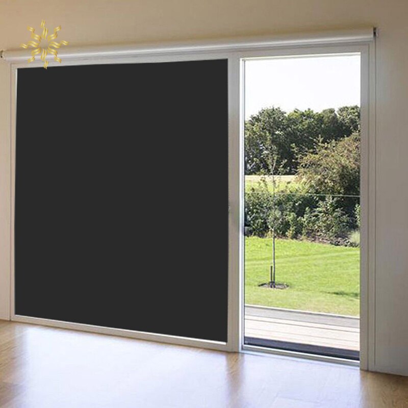 Blackout Film Light Blocking Privacy Black Window Sticker Darkening Non-adhesive Window Tint For Sleeping And Baby Nursery