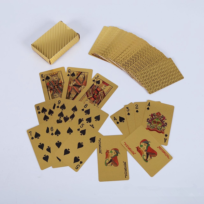 Vermaken Gouden Speelkaarten Dek Van Goud Folie Poken Set Magic Kaarten 24K Goud Plastic Folie Poken Duurzaam Waterdicht kaarten