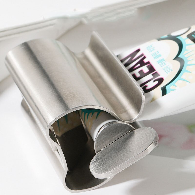 Rustfrit stål rullende tandpasta squeezer tube tandpasta squeezer dispenser nem tandpasta badeværelsestilbehør