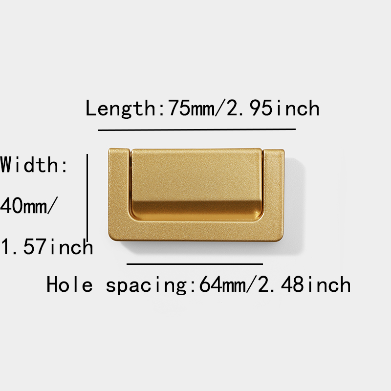 Poignée de meuble en alliage d'aluminium, Simple, plate, dissimulée, pour tiroir, gousset invisible, montage plat: Marron