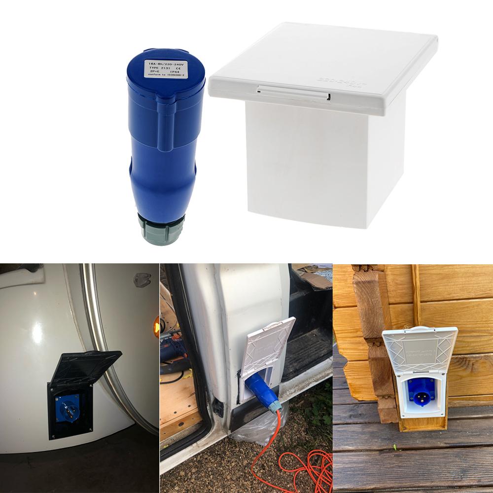 Rv 220V-240V 16A Externe Haak Up Plug Socket Waterdichte Caravan Externe Socket Camper Accessoires Voor Camper van Trailer