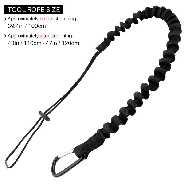 Tool Lanyard, Outdoor Tool Rope, High-Altitude Fall Prevention Safety Rope, Retractable Elastic Tool Rope 3 Pieces,Black